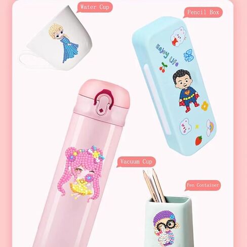 FLYSONG Diamond Art Kits for Kids,DIY Cute Bunny 24 Pcs Creative Diamond Art Stickers - Gem Craft Mosaic Painting Stickers by Number Kits (Cute Bunny) in Saudi Arabia