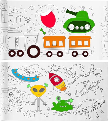 Children’s Drawing Roll Paper, 2 Rolls Coloring Paper Rolls, Sticky Drawing Paper Roll, DIY Painting Drawing Color Painting Paper for Kids Toddler Gifts, 11.8" x 118"(Dinosaur/Animal) in Saudi Arabia