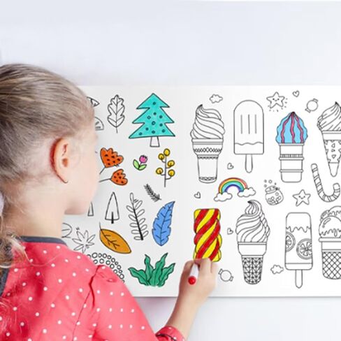 Children’s Drawing Roll Paper, 2 Rolls Coloring Paper Rolls, Sticky Drawing Paper Roll, DIY Painting Drawing Color Painting Paper for Kids Toddler Gifts, 11.8" x 118"(Dinosaur/Animal) in Saudi Arabia
