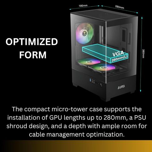 حالة كمبيوتر Gamdias micro-ATX Tower مع زجاج مقسى ، وألعاب M-ATX PC مع مراوح ArgB 3x 120 مم ، ودعم ما يصل إلى 5x معجبي تدفق الهواء ، 240 مم AIO/الرادياتير ، GPU/VGA 280 مم ، برودة وحدة المعالجة المركزية 155 مم ، 150 مم PSU in Saudi Arabia