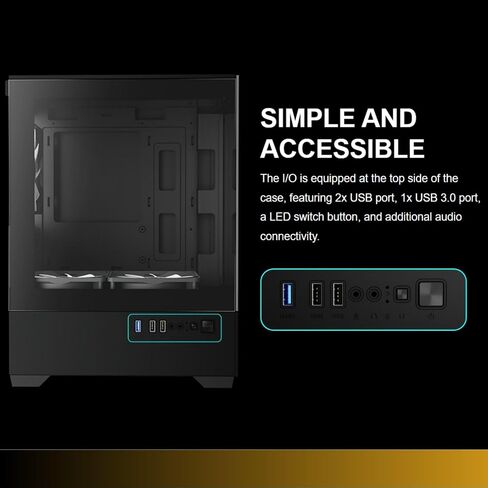 حالة كمبيوتر Gamdias micro-ATX Tower مع زجاج مقسى ، وألعاب M-ATX PC مع مراوح ArgB 3x 120 مم ، ودعم ما يصل إلى 5x معجبي تدفق الهواء ، 240 مم AIO/الرادياتير ، GPU/VGA 280 مم ، برودة وحدة المعالجة المركزية 155 مم ، 150 مم PSU in Saudi Arabia