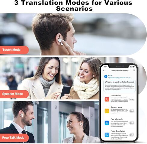 تترجمات أذن المترجم اللغوي AI ، تدعم 144 لغة ترجمة عبر الإنترنت في الوقت الحقيقي ، 5 أوضاع ترجمة تترجم سماعات الأذن مع Bluetooth والتطبيق المثالي لتعلم أعمال السفر (أسود) in Kuwait