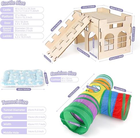 HIIMALEX Extra Large Sturdy Bunny Hideout Wooden Rabbit Castle with Ramp Indoor House Habitat for Rabbits Hamsters Guinea Pigs Ferrets Bunnies in Saudi Arabia