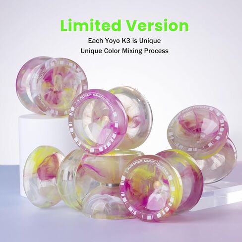 MAGICYOYO K3 Aurora-p Yoyo for Kids, Responsive Yoyo for Beginner, Professional Trick Yoyos with Extra Unresponsive Bearing for Adults, 12 Yo yo Stings, Bearing Removal Tool, Yo-yo Case (Black White) in Kuwait