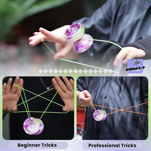 MAGICYOYO K3 Aurora-p Yoyo for Kids, Responsive Yoyo for Beginner, Professional Trick Yoyos with Extra Unresponsive Bearing for Adults, 12 Yo yo Stings, Bearing Removal Tool, Yo-yo Case (Black White) in Kuwait