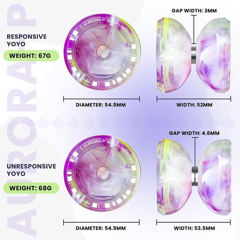 MAGICYOYO K3 Aurora-p Yoyo for Kids, Responsive Yoyo for Beginner, Professional Trick Yoyos with Extra Unresponsive Bearing for Adults, 12 Yo yo Stings, Bearing Removal Tool, Yo-yo Case (Black White) in Kuwait