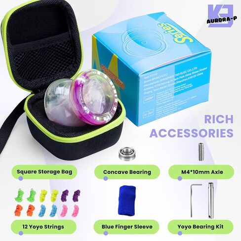MAGICYOYO K3 Aurora-p Yoyo for Kids, Responsive Yoyo for Beginner, Professional Trick Yoyos with Extra Unresponsive Bearing for Adults, 12 Yo yo Stings, Bearing Removal Tool, Yo-yo Case (Black White) in Kuwait