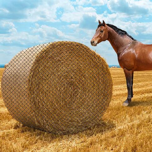 6x6 ft Round Bale Hay Net- Large Slow Feed Hay Net for Horses Goat Livestock, Knotless Sturdy Whole Bale Feeder with 1.7" Holes Fits for Round Bales 4x4 5x5, 6x6ft or Square 3x3x8, 4x4x8, 5x5x8ft in Saudi Arabia