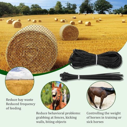 6x6 ft Round Bale Hay Net- Large Slow Feed Hay Net for Horses Goat Livestock, Knotless Sturdy Whole Bale Feeder with 1.7" Holes Fits for Round Bales 4x4 5x5, 6x6ft or Square 3x3x8, 4x4x8, 5x5x8ft in Saudi Arabia