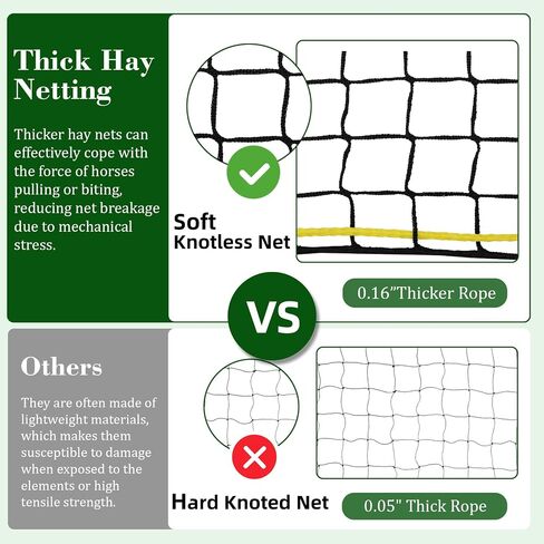 6x6 ft Round Bale Hay Net- Large Slow Feed Hay Net for Horses Goat Livestock, Knotless Sturdy Whole Bale Feeder with 1.7" Holes Fits for Round Bales 4x4 5x5, 6x6ft or Square 3x3x8, 4x4x8, 5x5x8ft in Saudi Arabia
