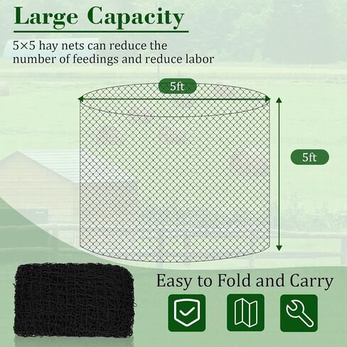 6x6 ft Round Bale Hay Net- Large Slow Feed Hay Net for Horses Goat Livestock, Knotless Sturdy Whole Bale Feeder with 1.7" Holes Fits for Round Bales 4x4 5x5, 6x6ft or Square 3x3x8, 4x4x8, 5x5x8ft in Saudi Arabia