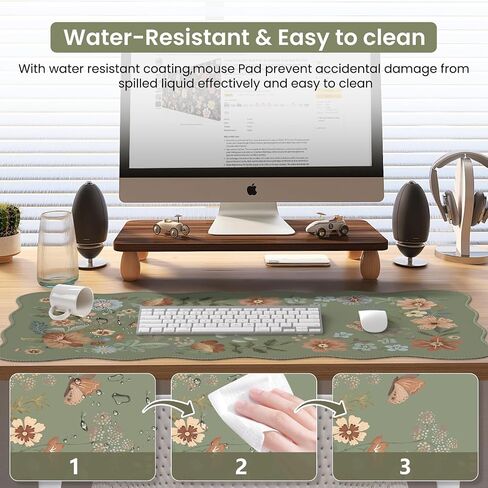 iCasso Desk Matt for Desktop, Black Desk Mat, Cute Desk Pad Mat, XXL Large Mouse Pad for Desk, Anti-Slip Big Mousepad with Stitched Edges, Keyboard Pad Mouse Mat for Computer(Black) in Saudi Arabia