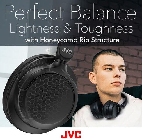 سماعات رأس JVC Hybrid Noise Canceling اللاسلكية، بلوتوث 5.3، بطارية قابلة للشحن تصل إلى 50 ساعة، متوافقة مع مساعد الصوت، تصميم قابل للطي في اتجاهين، متضمن كابل قابل للفصل - HAS95NB (أسود) in Kuwait