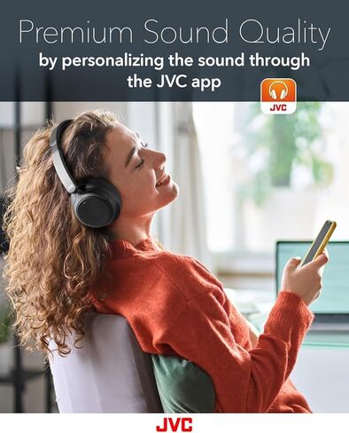 سماعات رأس JVC Hybrid Noise Canceling اللاسلكية، بلوتوث 5.3، بطارية قابلة للشحن تصل إلى 50 ساعة، متوافقة مع مساعد الصوت، تصميم قابل للطي في اتجاهين، متضمن كابل قابل للفصل - HAS95NB (أسود) in Kuwait