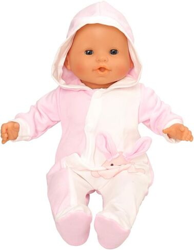 Miunana Baby Doll Clothes 14 to 16 Inch Doll Pink Jumpsuit Hooded Outfits with Cap Handmade Rompers Clothing Set in Saudi Arabia