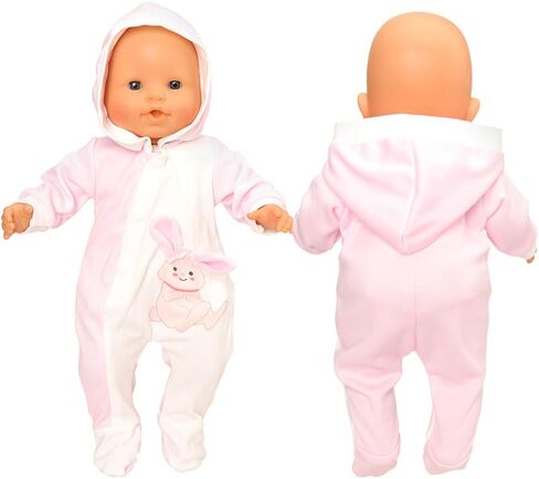 Miunana Baby Doll Clothes 14 to 16 Inch Doll Pink Jumpsuit Hooded Outfits with Cap Handmade Rompers Clothing Set in Saudi Arabia