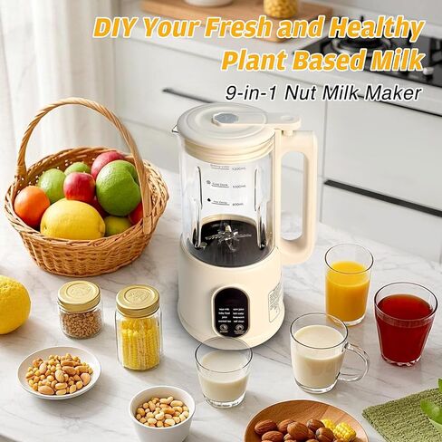 9 in 1 Nut Milk Maker Machine，40oz(1200ml) Automatic Soy Milk Maker Blender for Homemade Oat,Coconut,Plant-Based Milk and Non-Dairy Beverages with Delay Start/Keep Warm/Boil Water in Saudi Arabia