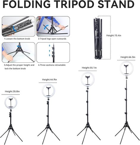 USB 10.2 inch LED Ring Live Fill Light That 74 inch Tall, Adjustable Color and Brightness, with Stand and Hose Phone Clip, You can take Photos, Record Video, Live Broadcast and so on (R10D10) in Saudi Arabia