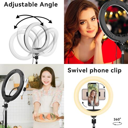 USB 10.2 inch LED Ring Live Fill Light That 74 inch Tall, Adjustable Color and Brightness, with Stand and Hose Phone Clip, You can take Photos, Record Video, Live Broadcast and so on (R10D10) in Saudi Arabia
