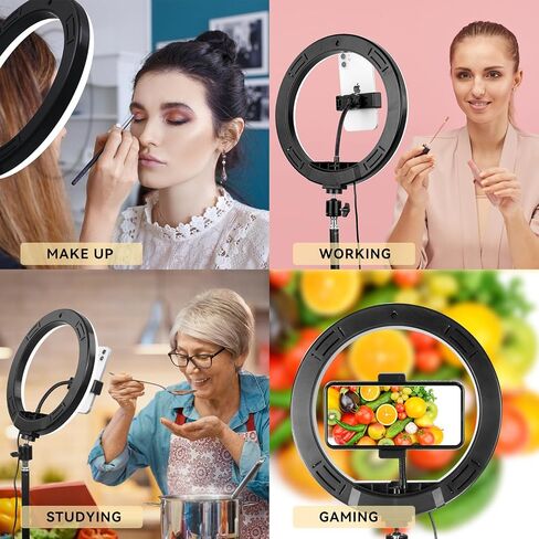 USB 10.2 inch LED Ring Live Fill Light That 74 inch Tall, Adjustable Color and Brightness, with Stand and Hose Phone Clip, You can take Photos, Record Video, Live Broadcast and so on (R10D10) in Saudi Arabia
