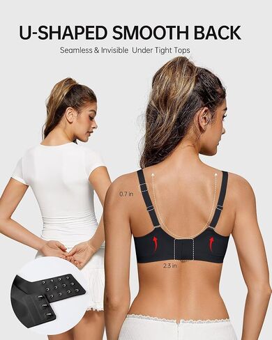 Vertvie Bras for Women Wireless Comfortable Push Up Bra Scalloped Seamless Full Coverage No Underwire Supportive T Shirt Bras in Kuwait