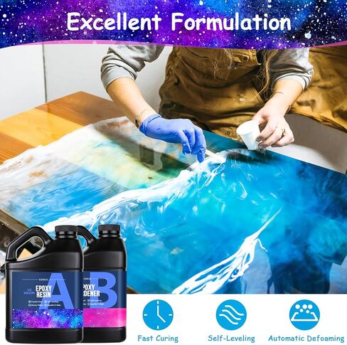 Epoxy Resin 82oz - Clear Epoxy Resin Kit with 15 Pigments and 15 Colors of Mica Powders - No Yellowing No Bubble Casting Resin for Art Crafts, Jewelry Making, Wood & Resin Molds(41oz x 2) in Kuwait