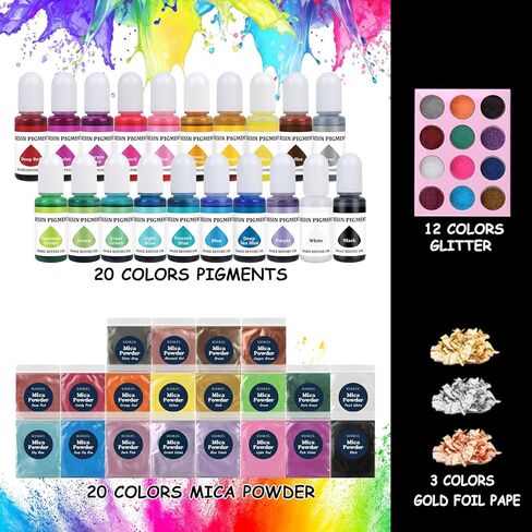Epoxy Resin 82oz - Clear Epoxy Resin Kit with 15 Pigments and 15 Colors of Mica Powders - No Yellowing No Bubble Casting Resin for Art Crafts, Jewelry Making, Wood & Resin Molds(41oz x 2) in Kuwait