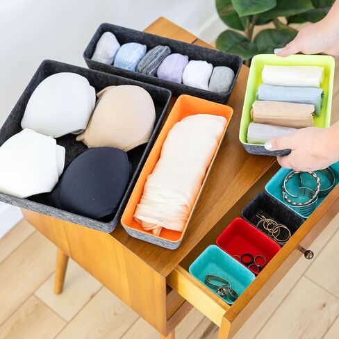 Three by Three Seattle Felt·Like·It! Felt Bins for Office, Crafts, Classroom, Living Room, Bedroom: Charcoal, Set of 10 in Saudi Arabia