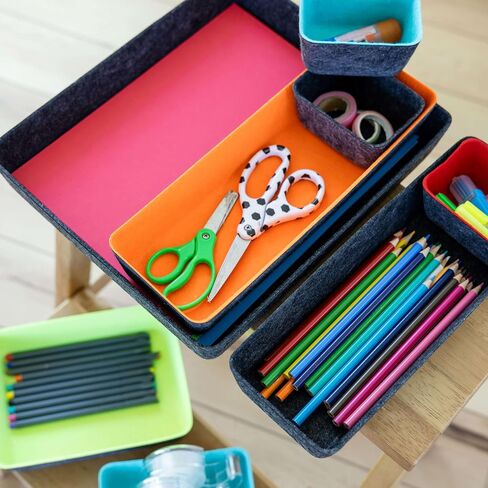 Three by Three Seattle Felt·Like·It! Felt Bins for Office, Crafts, Classroom, Living Room, Bedroom: Charcoal, Set of 10 in Saudi Arabia