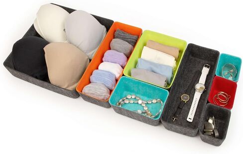 Three by Three Seattle Felt·Like·It! Felt Bins for Office, Crafts, Classroom, Living Room, Bedroom: Charcoal, Set of 10 in Saudi Arabia