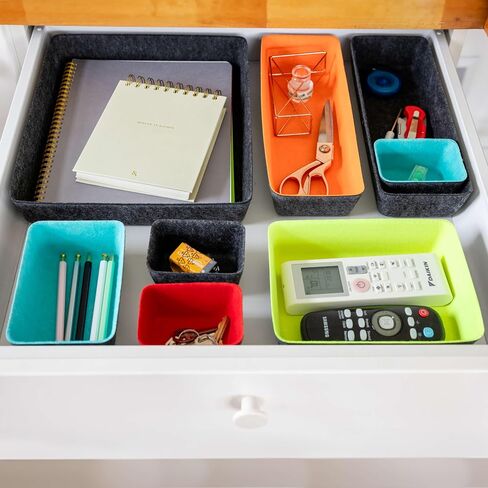 Three by Three Seattle Felt·Like·It! Felt Bins for Office, Crafts, Classroom, Living Room, Bedroom: Charcoal, Set of 10 in Saudi Arabia