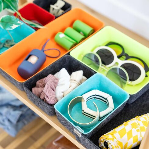 Three by Three Seattle Felt·Like·It! Felt Bins for Office, Crafts, Classroom, Living Room, Bedroom: Charcoal, Set of 10 in Saudi Arabia