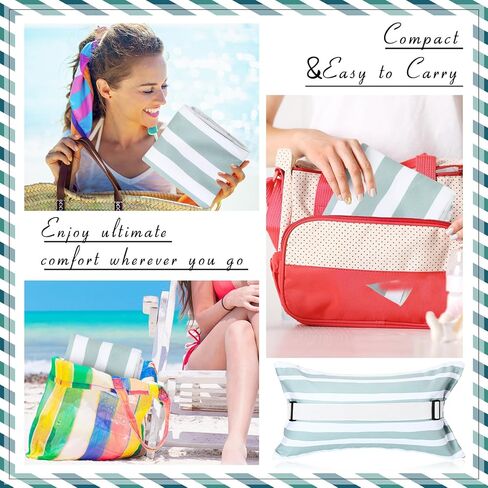 وسادة الشاطئ القابلة للنفخ مقاس 17 بوصة × 10 بوصة وسادة الشاطئ مع غطاء قابل للإزالة، وسادة كرسي الشاطئ مع وسادة شريطية لظهر الشاطئ لفصل الصيف وحمامات السباحة الرملية والسفر in Kuwait