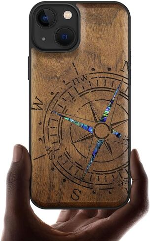 Carveit Designer حالة وقائية خشبية لغطاء الحالة المغناطيسي لـ iPhone 13 [نقش الخشب وتنقيح القذيفة] علبة الهاتف الخشبية متوافقة مع iPhone 13 Magsafe Case 6.1 بوصة (Sea Turtle-Blackwood) in Kuwait