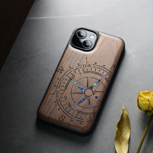 Carveit Designer حالة وقائية خشبية لغطاء الحالة المغناطيسي لـ iPhone 13 [نقش الخشب وتنقيح القذيفة] علبة الهاتف الخشبية متوافقة مع iPhone 13 Magsafe Case 6.1 بوصة (Sea Turtle-Blackwood) in Kuwait