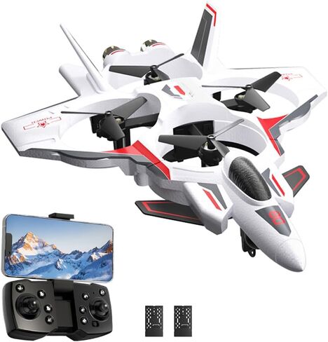 RC Fighter Jet, RC Plane 2.4GHz 4CH Remote Control Airplane with Camera, Foam RC Aircraft Glider with 3D Flip, Altitude Hold, Headless Mode, 2 Batteries, Easy to Fly for Adults Kids (Blue) in Saudi Arabia