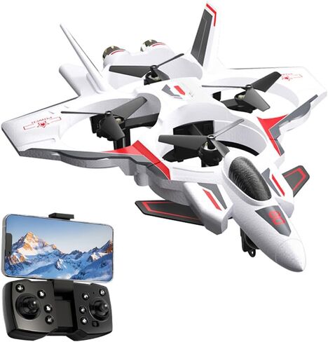 RC Fighter Jet, RC Plane 2.4GHz 4CH Remote Control Airplane with Camera, Foam RC Aircraft Glider with 3D Flip, Altitude Hold, Headless Mode, 2 Batteries, Easy to Fly for Adults Kids (Blue) in Saudi Arabia