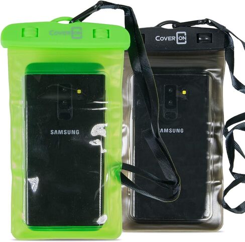 CoverON Universal Waterproof Case, IPX8 Waterproof Phone Pouch Dry Bag Compatible for iPhone/Galaxy/LG/Motorola/Pixel Any Phone up to 6.5" Pouch for Swim Beach Kayaking Travel (2 Pack) - Yellow/Blue in Saudi Arabia