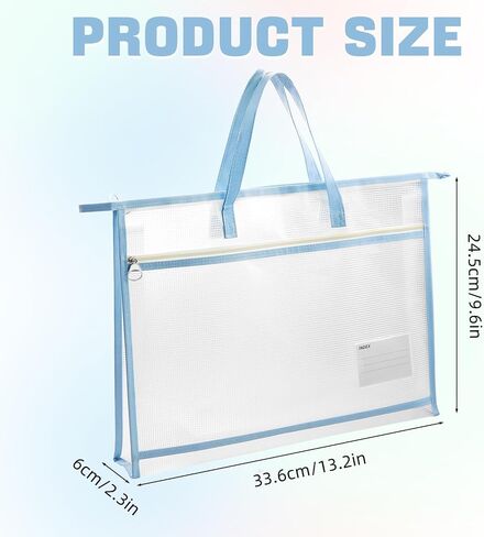 4 Pcs A3 Portable Project Bags for Quilting, Clear Mesh Sewing Project Bag with Zipper Handle Clear Design Art Supply Bag for Quilting Knitting Stitching Artworks Embroidery in Saudi Arabia