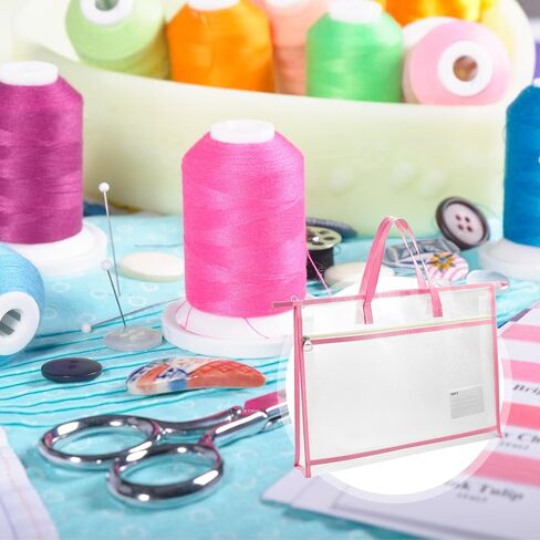 4 Pcs A3 Portable Project Bags for Quilting, Clear Mesh Sewing Project Bag with Zipper Handle Clear Design Art Supply Bag for Quilting Knitting Stitching Artworks Embroidery in Saudi Arabia