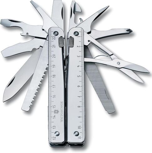 Victorinox Swiss Tool Spirit X Multi Tool, 24 Function Swiss Made with Locking Blade and Long-Nosed Pliers, incl. Leather Case - Silver in Kuwait