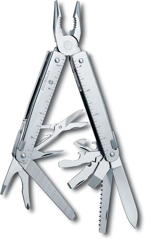 Victorinox Swiss Tool Spirit X Multi Tool, 24 Function Swiss Made with Locking Blade and Long-Nosed Pliers, incl. Leather Case - Silver in Kuwait