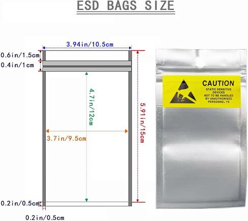 ESD Bags，Anti Static Bags,Translucent Antistatic Bags for SSD HDD with 60pcs Labels,for Varieties of Electronic Device Hand Drive ，5.91 * 7.87in/15 * 20cm 60Pcs in Kuwait
