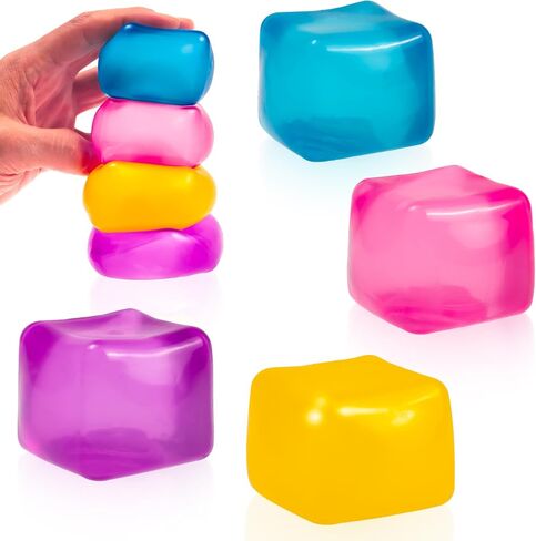 Sensory Stress Cube – High-Density Gel Filled Squishy Toy for Kids & Adults, Calming Anxiety Relief, Fidget Stress Ball, Autism-Supportive, 1-Pack in Blue in Saudi Arabia
