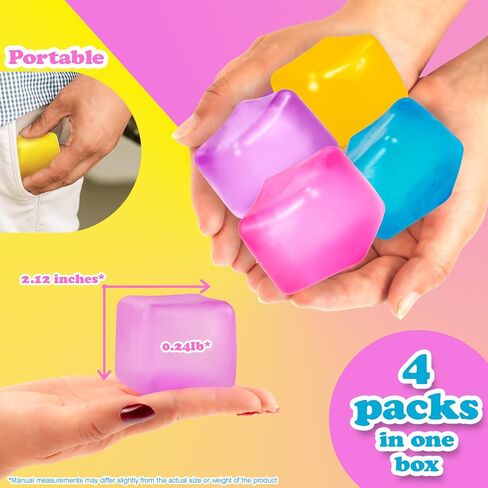 Sensory Stress Cube – High-Density Gel Filled Squishy Toy for Kids & Adults, Calming Anxiety Relief, Fidget Stress Ball, Autism-Supportive, 1-Pack in Blue in Saudi Arabia