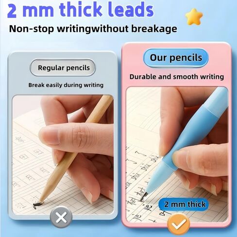 Handwriting thick mechanical pencils with grip: 2.0MM HB Pencil for kids with 14 leads (2 pack red&green) in Saudi Arabia