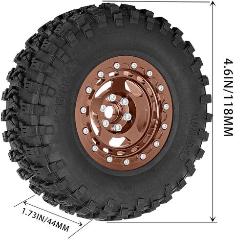 Aluminium 2.2in(115 * 45MM) Wheels&Wheel Rim Tires Beadlock Wheel Upgrades Part for 1/10 SCX10 SCX10II SCX10III 90046 TRX4 D90.Wheel Hub Rim.(4PCS).Silver in Saudi Arabia