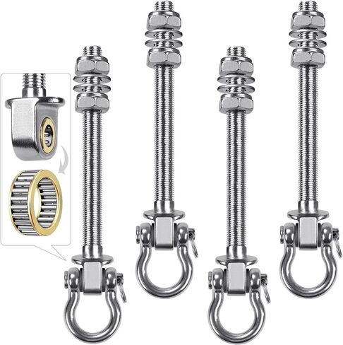 SELEWARE Heavy Duty Swing Hangers with Silent Bearings, 1500LB Capacity Stainless Steel Swing Hardware Kit (2 Pack), M10 x 9" Bolts for Wood/Steel Beams, Porch Swings, Yoga Hammocks, Gym Rings in Saudi Arabia