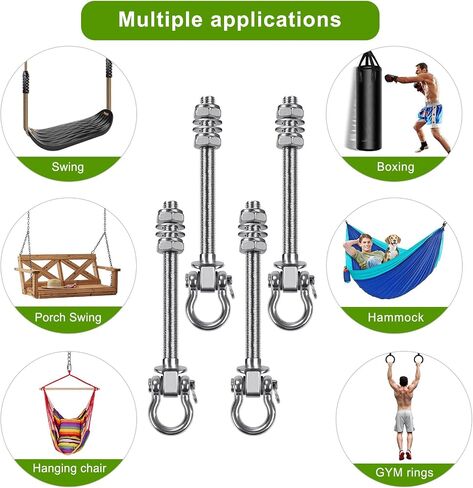 SELEWARE Heavy Duty Swing Hangers with Silent Bearings, 1500LB Capacity Stainless Steel Swing Hardware Kit (2 Pack), M10 x 9" Bolts for Wood/Steel Beams, Porch Swings, Yoga Hammocks, Gym Rings in Saudi Arabia