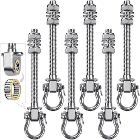 SELEWARE Heavy Duty Swing Hangers with Silent Bearings, 1500LB Capacity Stainless Steel Swing Hardware Kit (2 Pack), M10 x 9" Bolts for Wood/Steel Beams, Porch Swings, Yoga Hammocks, Gym Rings in Saudi Arabia